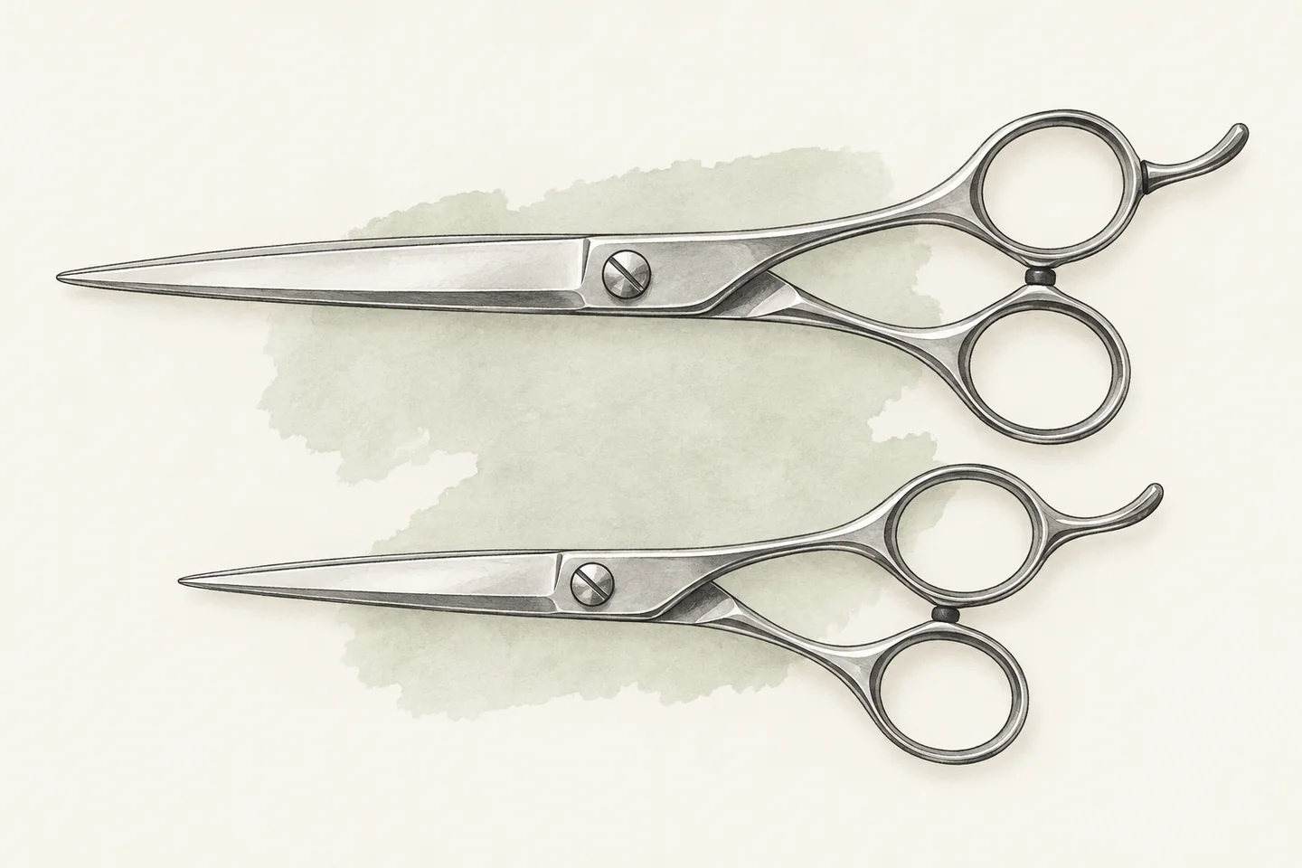 Illustration of two closed cutting shears of different lengths